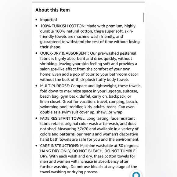 37x70 Lightweight and Thin Turkish Beach Towel 100% Cotton Sand-Free and Quick-D - Picture 9 of 9